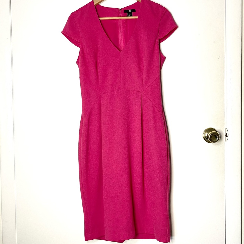 3/$30 H&M Hot Pink Fitted Knee Length Dress - Size 10